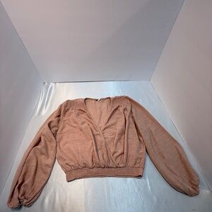 Free People Wrap Cropped Blouse Top | Balloon Sleeves | Boho | Size L